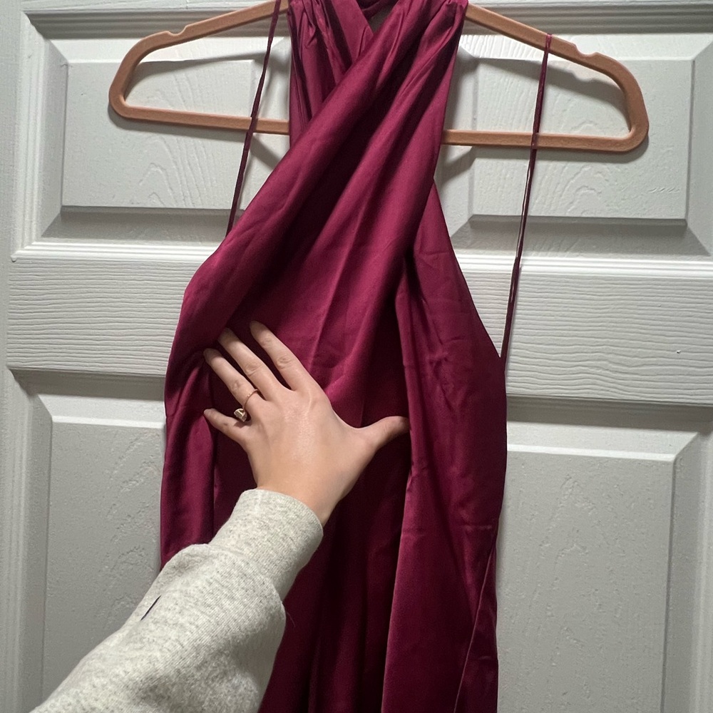 Elegant Burgundy Halter Dress